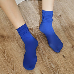 Solid Pile Socks Lightweight & Breathable Mid Tube Socks Women's Stockings