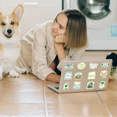 50pcs Green Eco Stickers Waterproof Window Wall Laptop