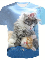 3D Kitten Graphic T Shirt for Boys & Girls - Summer Outfit