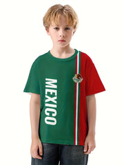 MEXICO 3D Print Boy's Casual Tees Kids Short Sleeve Crew Neck Comfy T shirt