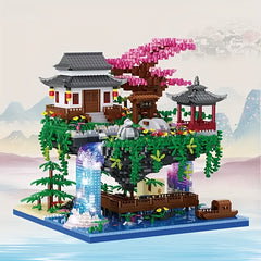 Creative Peach Blossom Pond Building Blocks Set