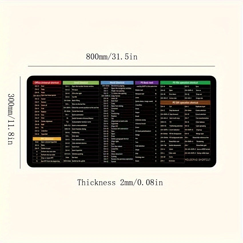Office Software Shortcut Key Mouse Pad E sport Large Desk Pad