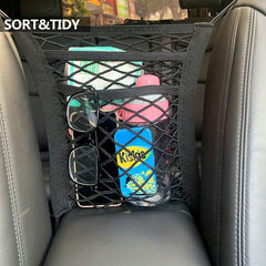 Car Net Front Seat Mesh Organizer 3 Layer Car Barrier Convenient Storage
