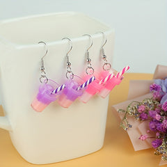 5 Pairs Girls Cartoon Cup Earrings Party Holiday Gift