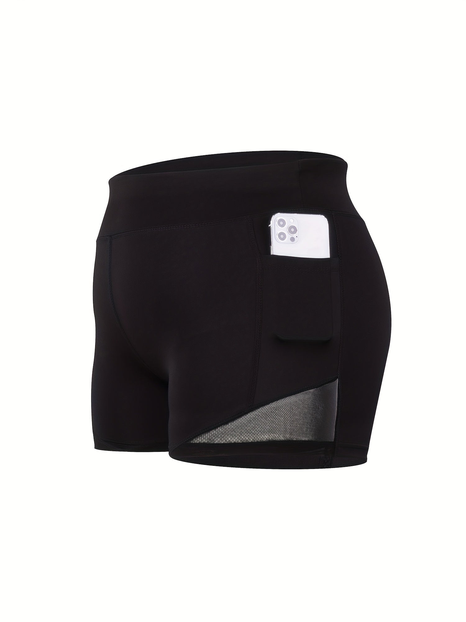 High Rise Skinny Stretch Shorts With Pockets