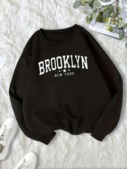 Letter & Star Print Pullover Crew Neck Sweatshirt