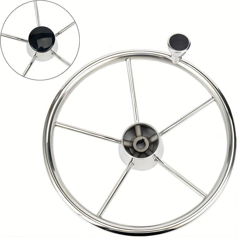 Stainless Steel 5 Spoke Steering Wheel with Knob - Boat Marine Accessories