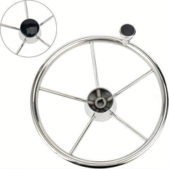 Stainless Steel 5 Spoke Steering Wheel with Knob - Boat Marine Accessories