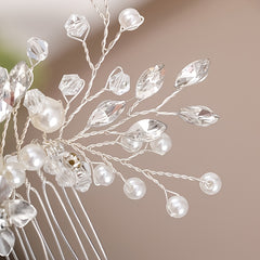 Silver Pearl Crystal Comb Wedding Hair Accessories