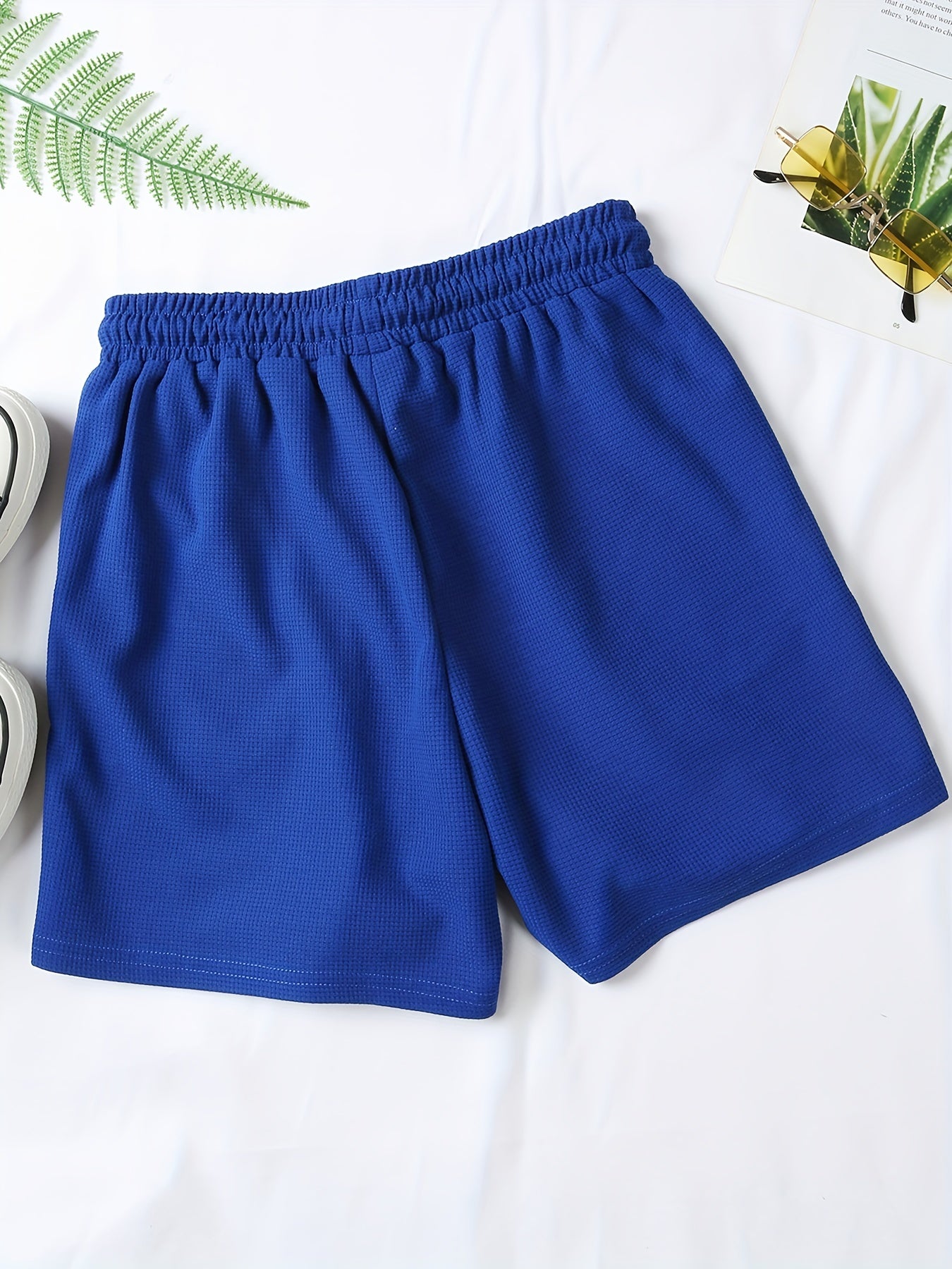 Waffle Drawstring Waist Shorts for Summer