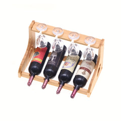 Mini Wooden Wine Rack Dollhouse Red Wine Storage Shelf DIY Model Toy House Decor