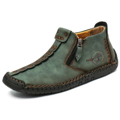 Men's Vintage Style Ankle Boots with Zipper and Rubber Sole