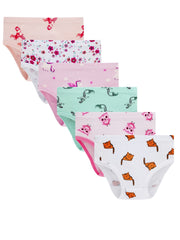 Girls Cartoon Animals & Flowers Graphic Shortie Brief Cotton Underwear Set