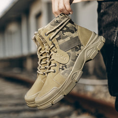 Men's High Heel Camo Ankle Boots for Street Style