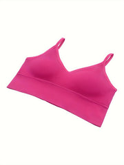 3pcs Solid Ribbed Sports Bras Stretch Intimates Bra Women's Lingerie