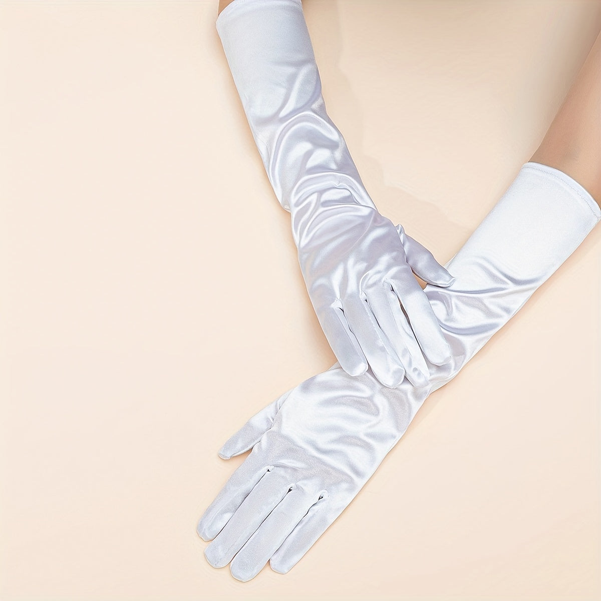 Satin Gloves for Women - Mid Length Elastic Party Prom Gloves