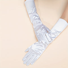 Satin Gloves for Women - Mid Length Elastic Party Prom Gloves