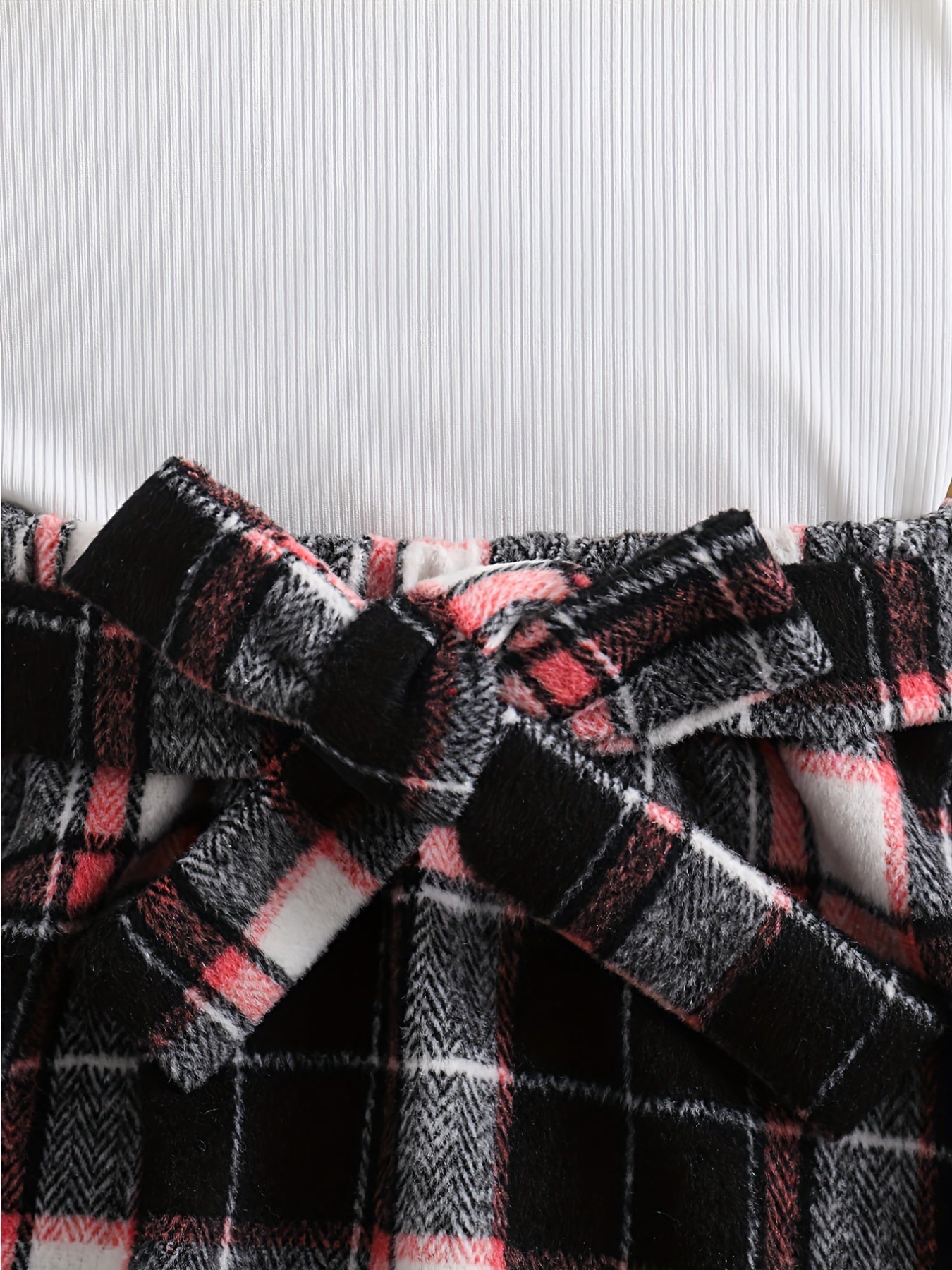 Girl's 3pcs Ribbed Top & Hat & Skirt Set Plaid Pattern Casual