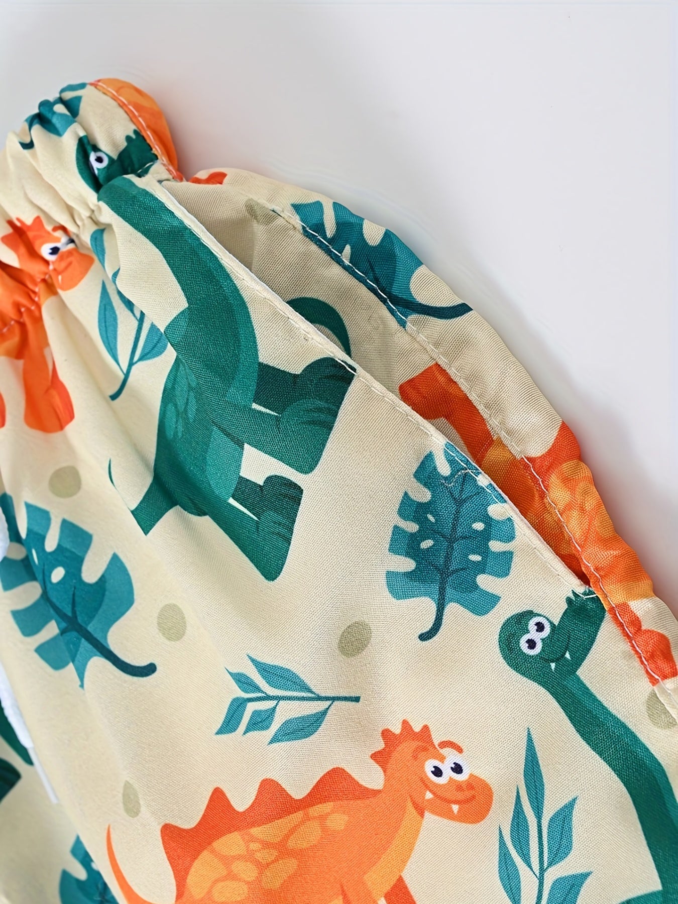 Dinosaur Print Boys Beach Shorts Quick Dry Drawstring Swim Trunks