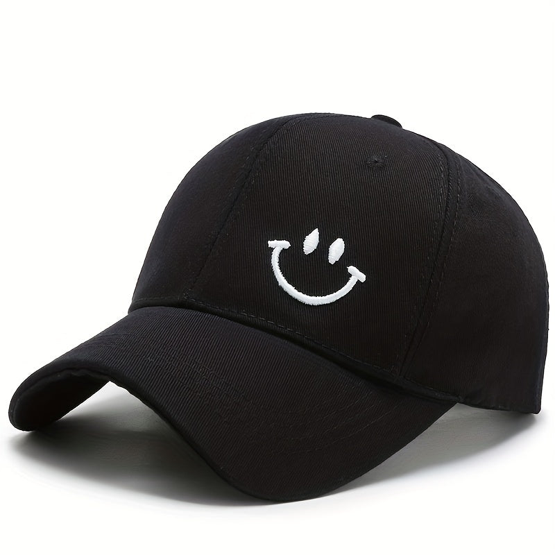 Smiling Embroidery Baseball Cap Solid Casual Dad Hats Unisex Couple Sun Hat