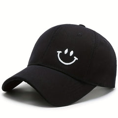 Smiling Embroidery Baseball Cap Solid Casual Dad Hats Unisex Couple Sun Hat