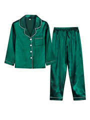 Boys 2pcs Pajamas Set Long Sleeve Button Front PJ Kids