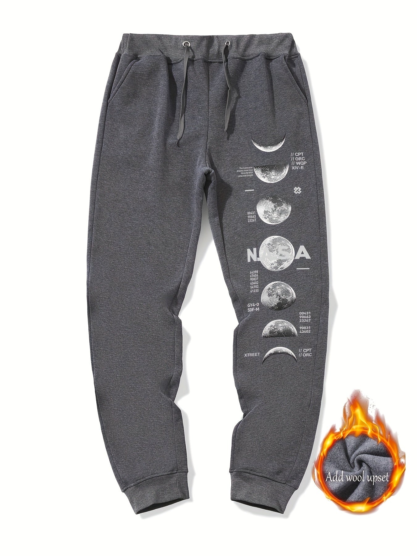 Moon Phase Pattern Casual Graphic Drawstring Joggers Sweatpants