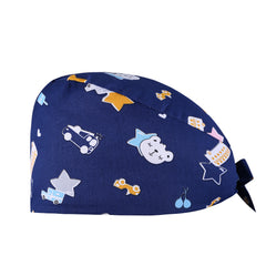 Cartoon Print Cotton Working Cap Adjustable Women Man Unisex Working Hats