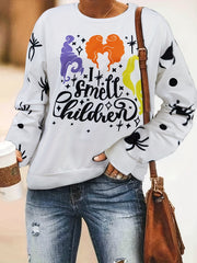 Halloween Graphic Print Sweatshirt Casual Crew Neck Long Sleeve Sweatshirt