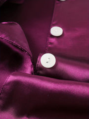 Satin Pajama Set Long Sleeve Top & Pants Women's Sleepwear