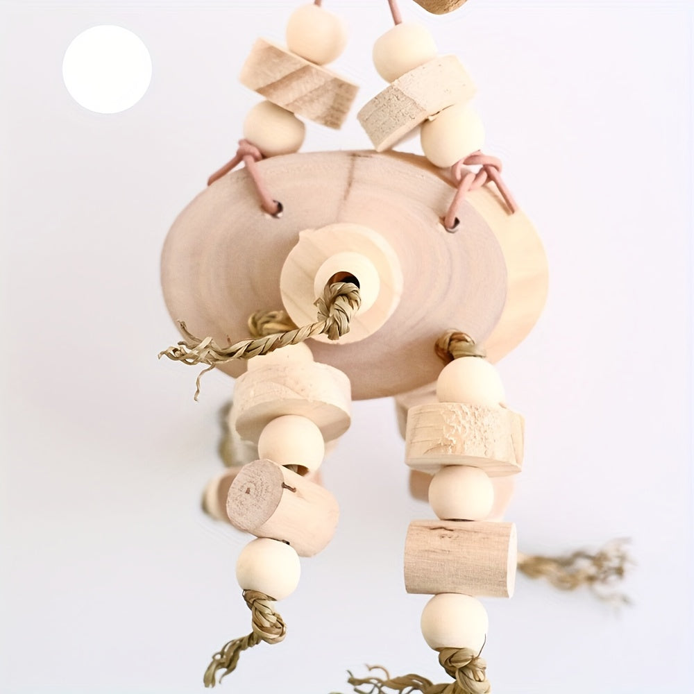 Wooden Block Bird Chewing Toy for Parrots, Medium/Large Birds, Cage Hanging Toy