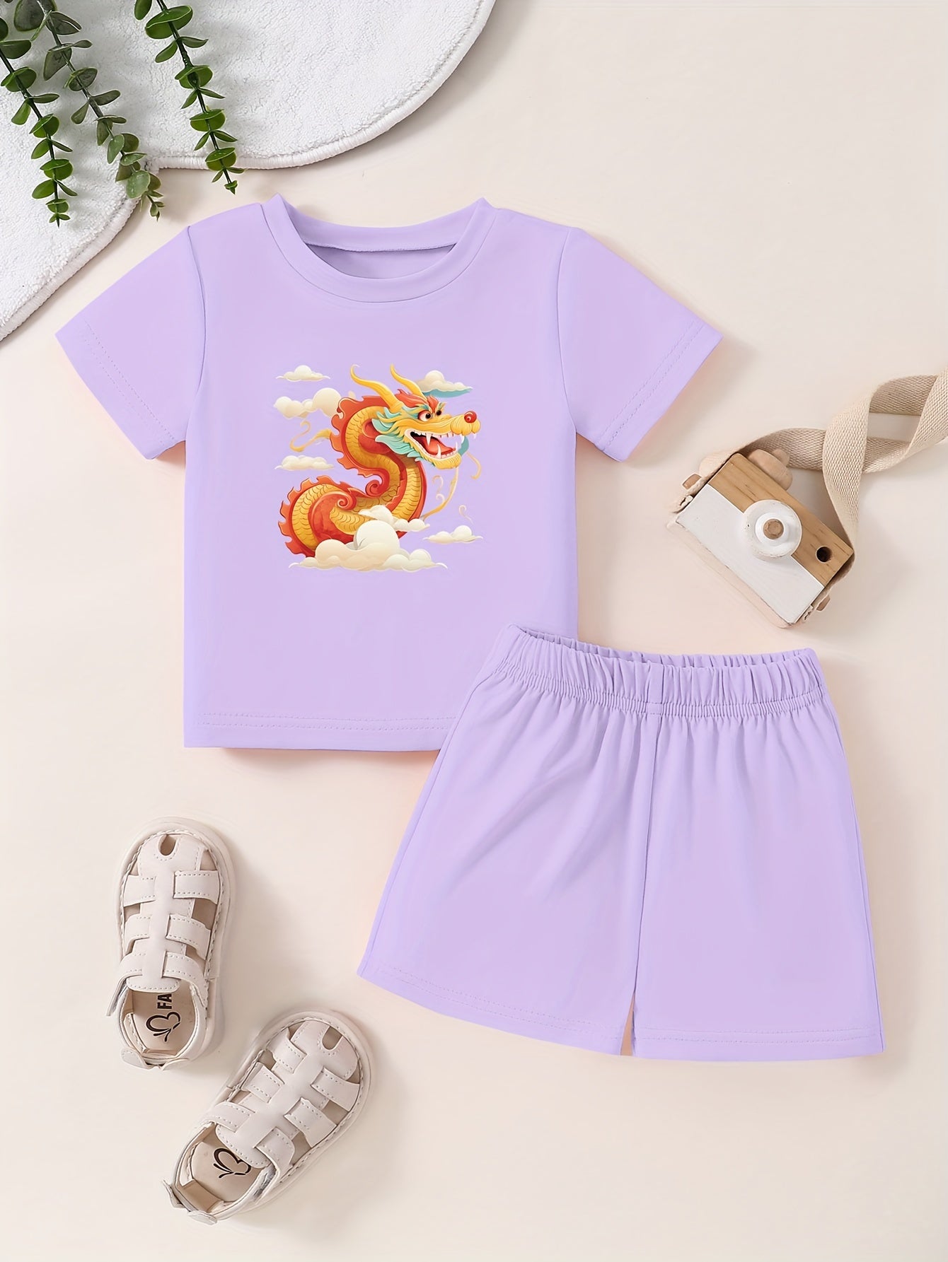 Toddler Dragon T shirt & Shorts 2pcs Summer Set