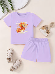 Toddler Dragon T shirt & Shorts 2pcs Summer Set