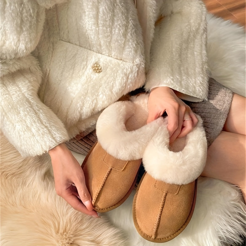 Plush Lined Slippers Cozy Slip On Shoes Soft Fur House Slippers