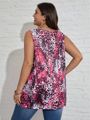 Abstract Print Drawstring Tank Top Sleeveless Top