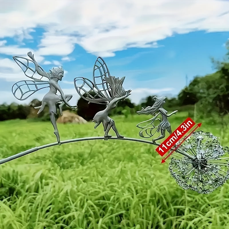 Fairy On Dandelion Metal Garden Stake for Outdoor Decor