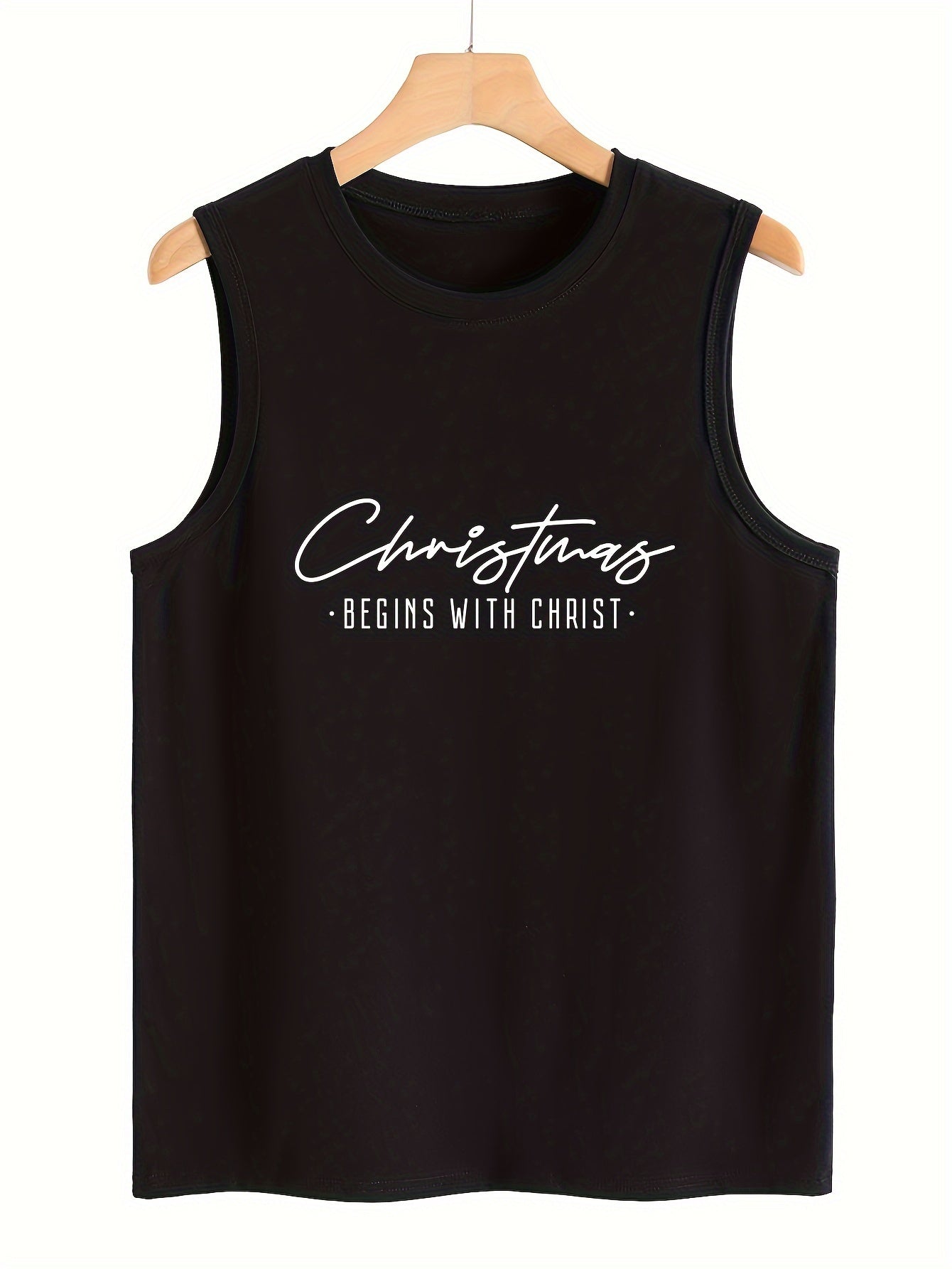 Christmas Letter Pattern Sports Vest Round Neck Sleeveless Top