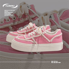 Women's Lace-up Canvas Shoes Thick Sole Casual Board Shoes