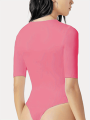 Sexy V Neck Bodysuit Slim Knitted Short Sleeve Summer Bodysuit