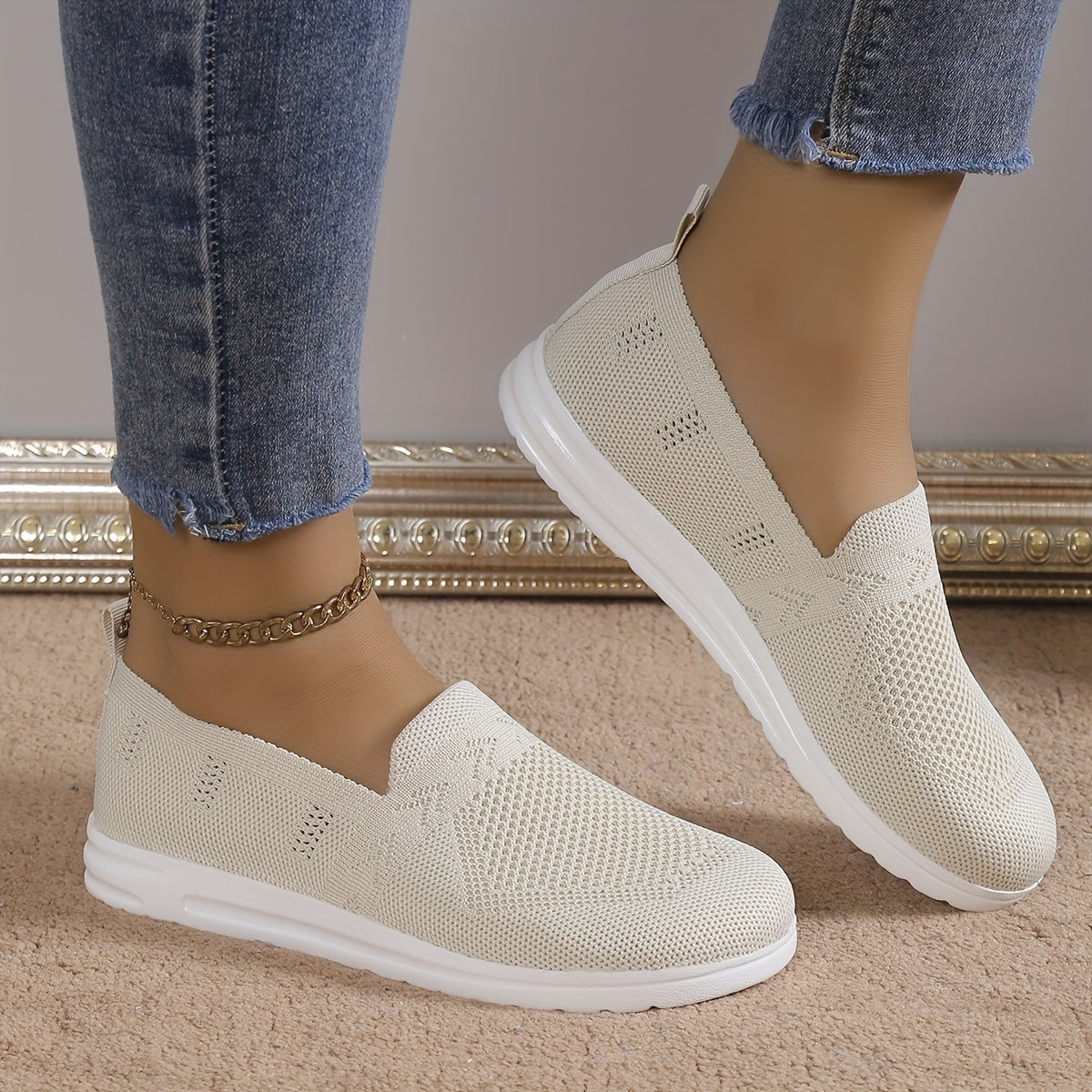 Women's Slip on Sneakers Casual Low Top Hollow Out Shoes