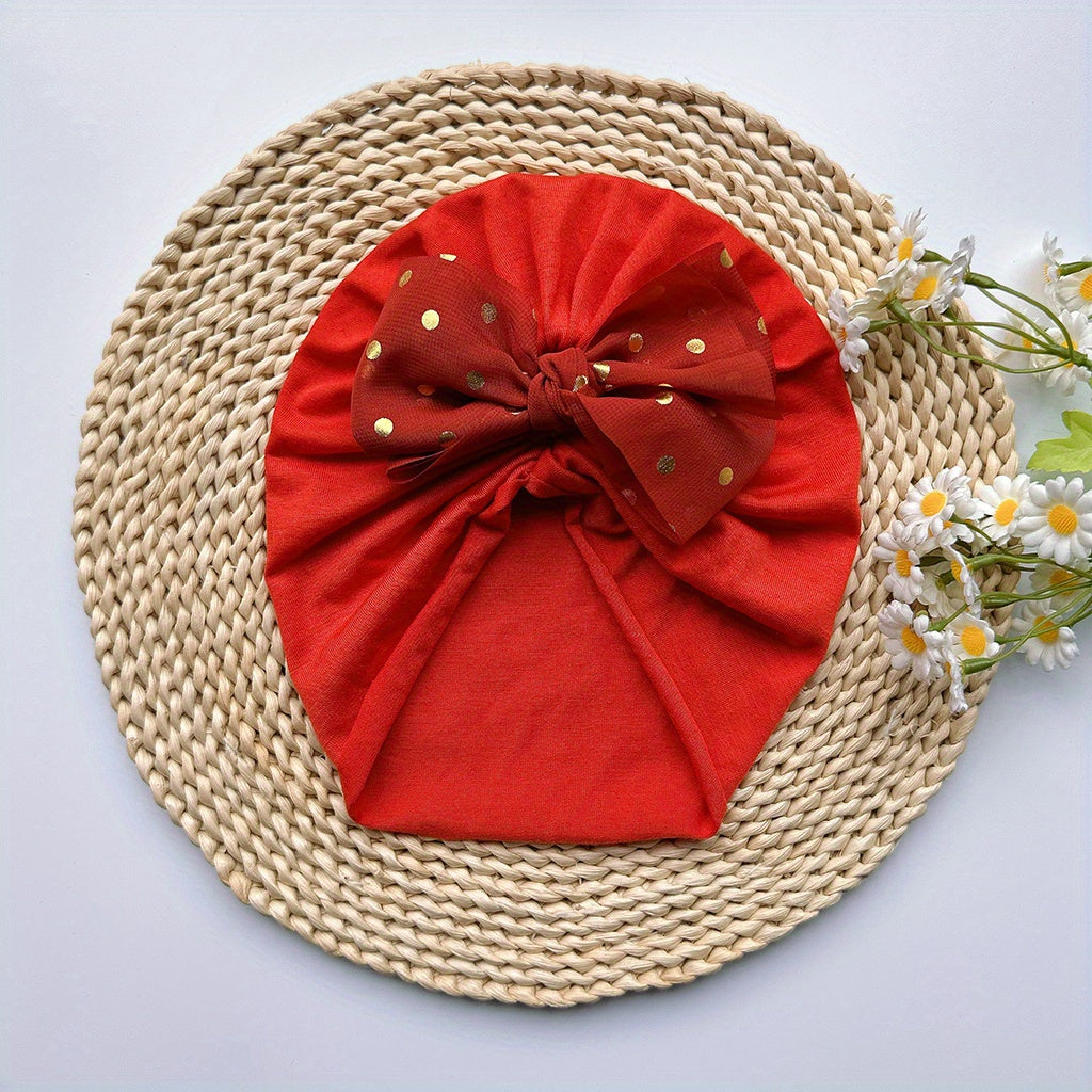 Baby Girls Bow Decor Cap Soft Head Wrap Head Accessories
