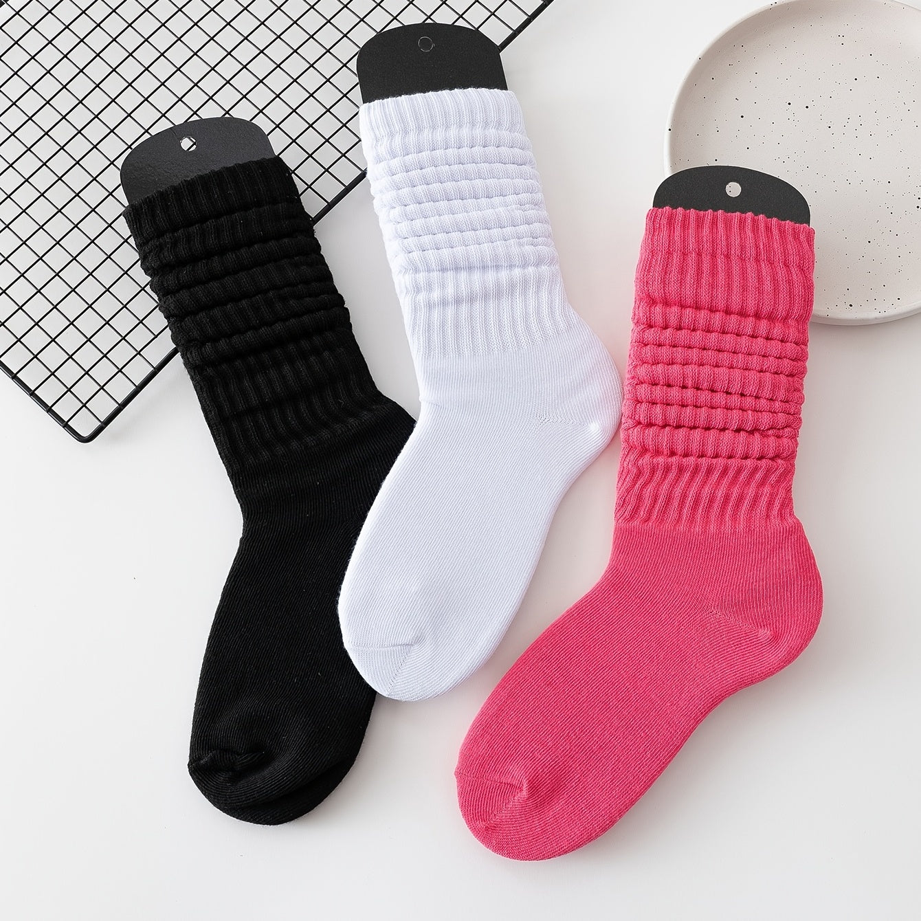 3 Pairs Slouch Crew Socks Cozy & Breathable All-match Street Socks