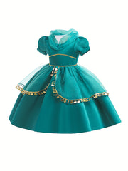 Girls Princess Dress Puff Sleeve Tulle Sequins Halloween Party Dress