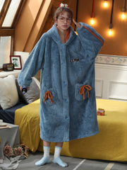 Soft & Thick Fuzzy Hoodie Pajamas Set Women's Loungewear & Sleepwear