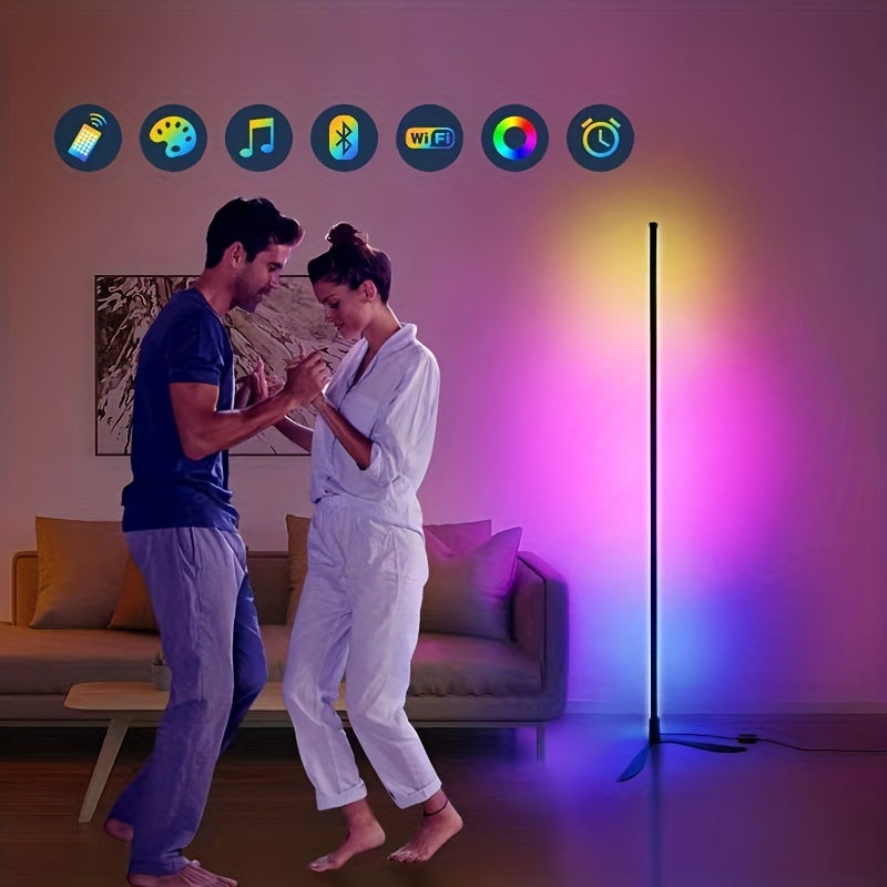 RGB Corner LED Floor Lamp Music Mood Lighting Dimmable Home Decor