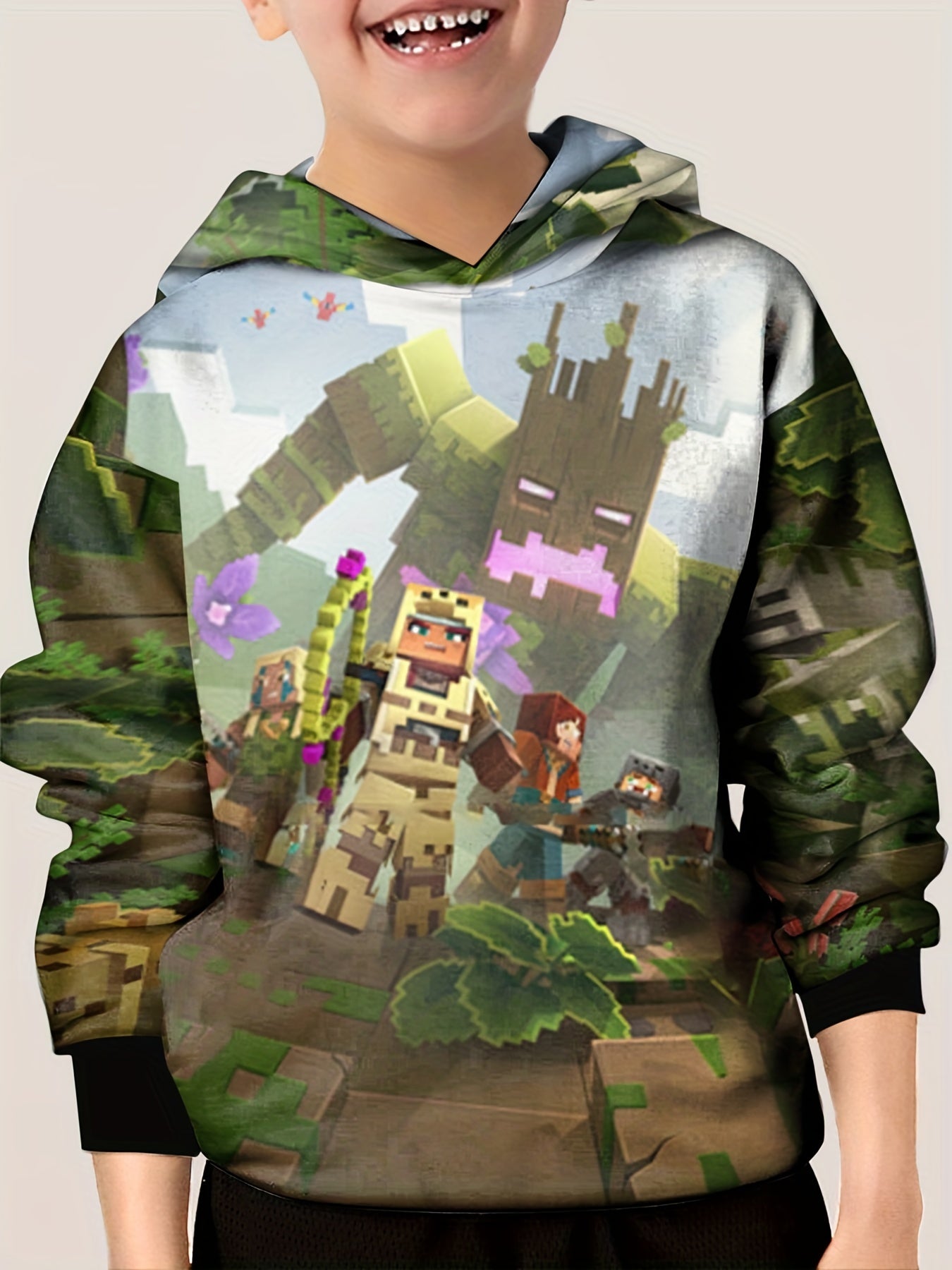 3D Warrior Team Pattern Hoodie For Kids Casual Pullover Hooded Long Sleeve Top