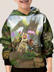 3D Warrior Team Pattern Hoodie For Kids Casual Pullover Hooded Long Sleeve Top
