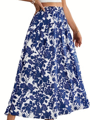 Floral Print Elastic Waist Skirt for Women