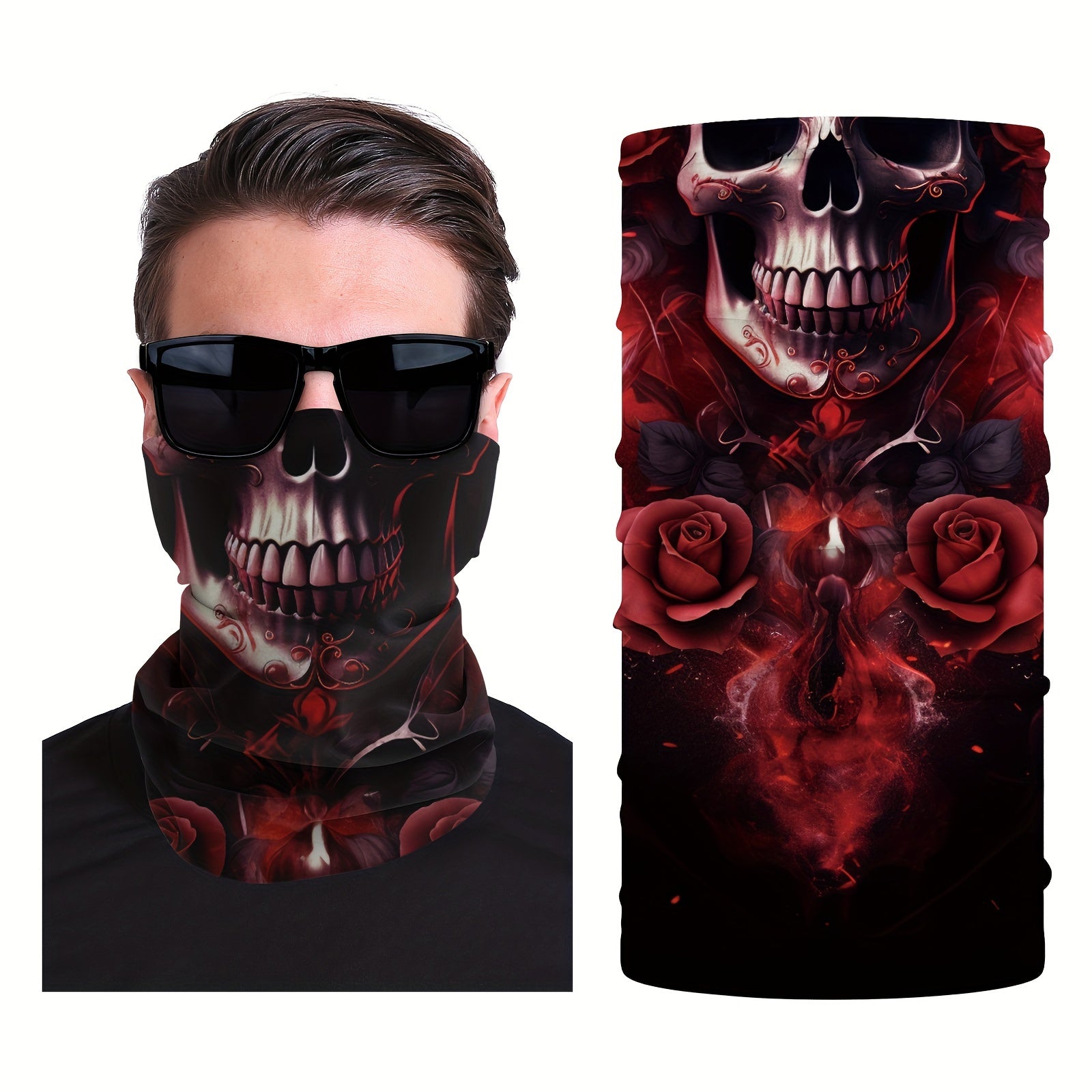 Skull Half Face Mask UV Resistant Neck Cover
