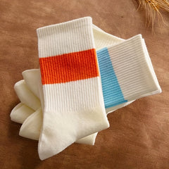 5 Pairs Colorblock Striped Socks Women's Stockings